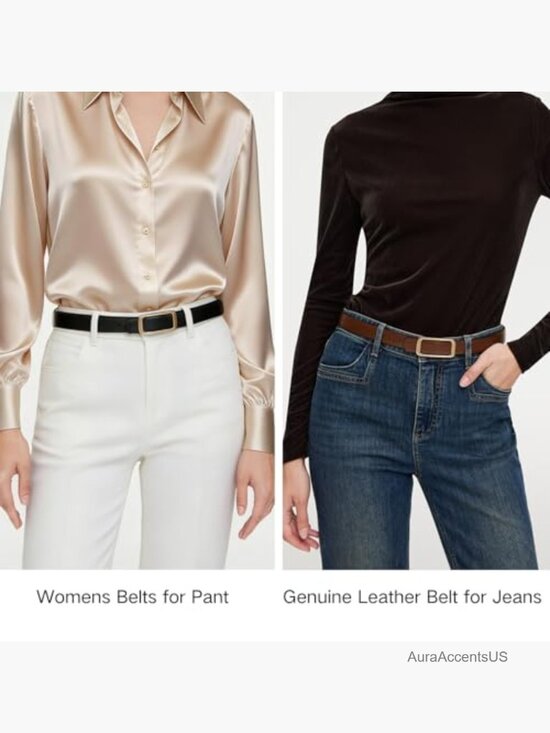 Reversible Genuine Leather Belt with Gold Buckle for Jeans main image 7